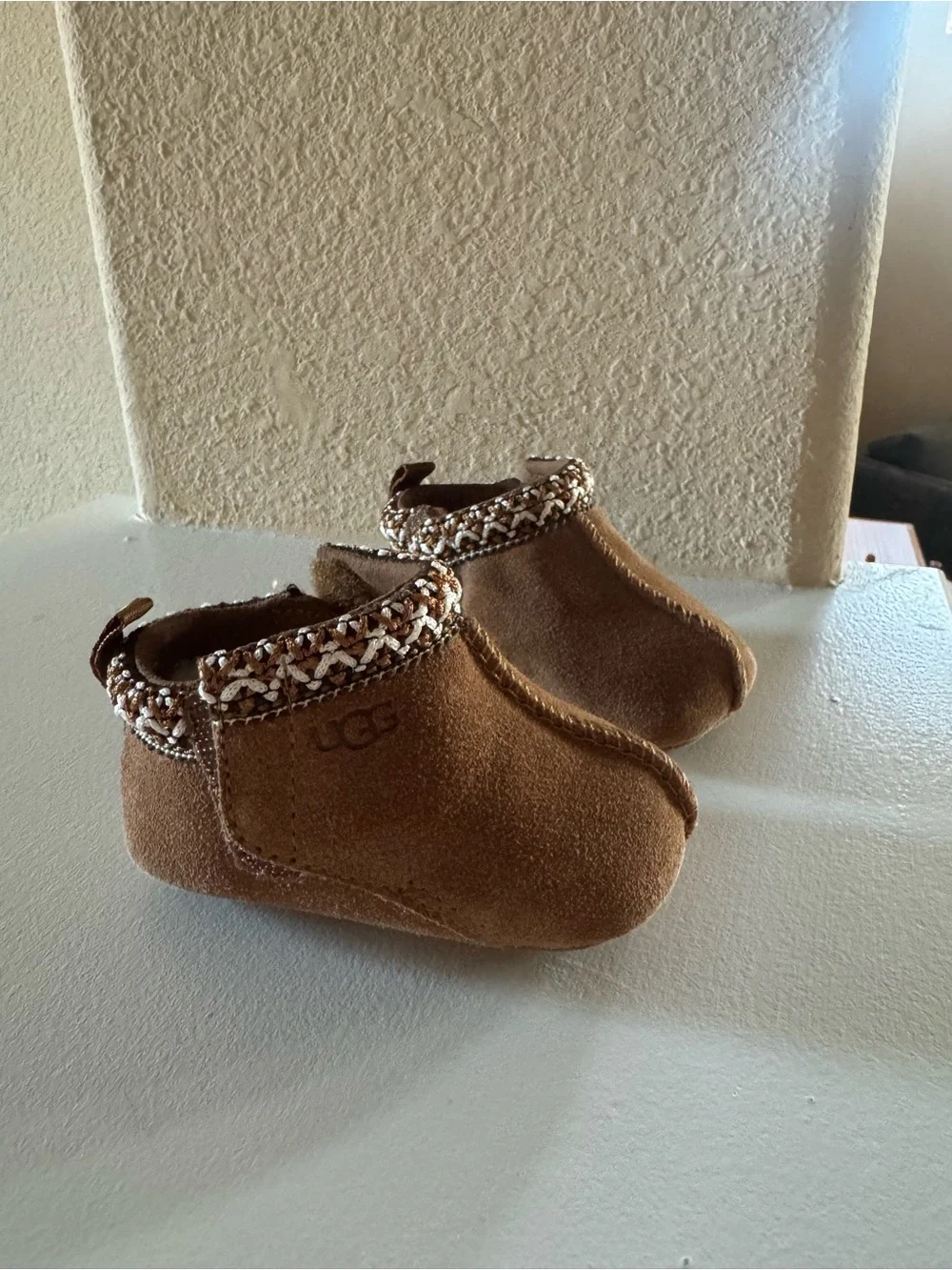 UGG Baby Tasman Chestnut Suede Booties - Brown